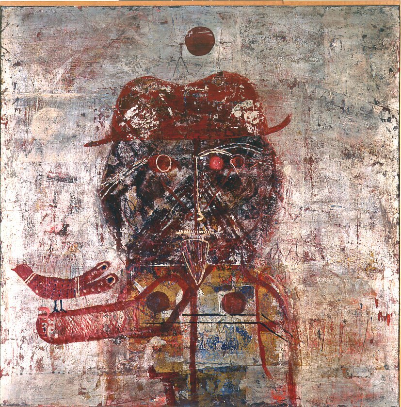 G.Foppiani,Figura con uccello,50x50,t.su t. 1963